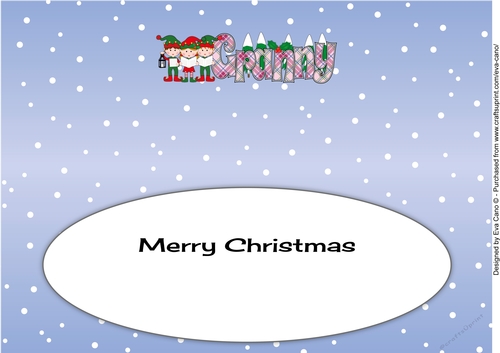 Elves Carol singers GRANNY large dl 2 insert