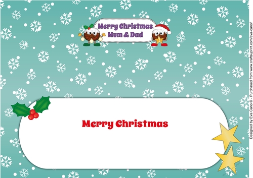 Crazy Christmas Puddings with Christmas decorations MUM & DAD large dl insert
