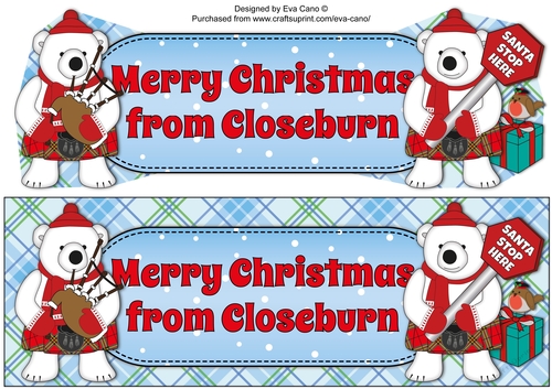Monty Polar Bear and friend Merry Christmas from CLOSEBURN large dl