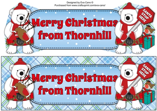 Monty Polar Bear and friend Merry Christmas from THORNHILL large dl