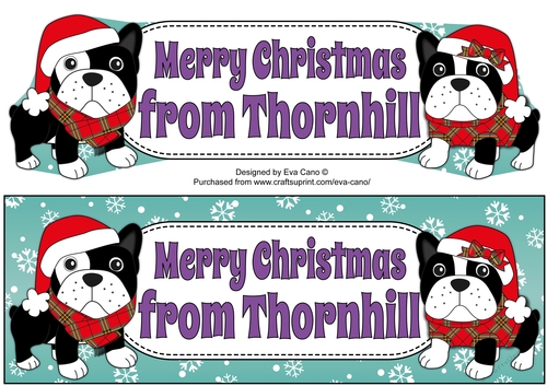 Christmas Freddie and Daisy French Bulldogs Merry Christmas from THORNHILL large dl