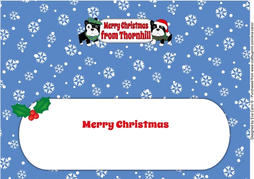 Christmas Freddie and Friend French Bulldogs Merry Christmas from THORNHILL large dl insert