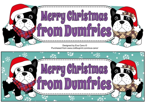 Christmas Freddie and Daisy French Bulldogs Merry Christmas from DUMFRIES large dl