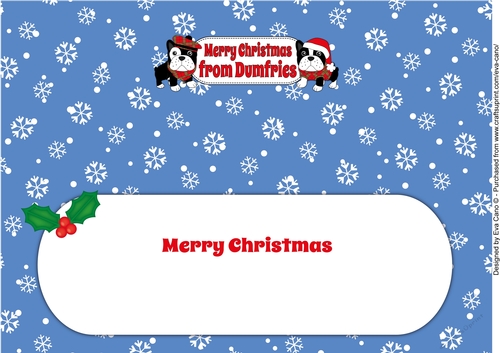 Christmas Freddie and friend French Bulldogs Merry Christmas from DUMFRIES large dl insert
