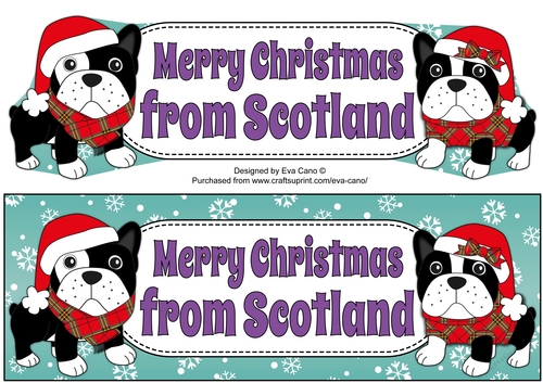 Christmas Freddie and Daisy French Bulldogs Merry Christmas from SCOTLAND large dl