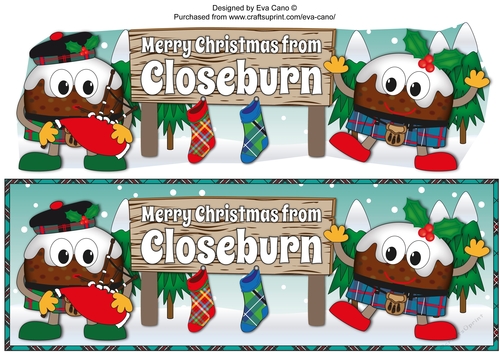 Crazy Scottish Christmas Puddings with big sign CLOSEBURN large dl