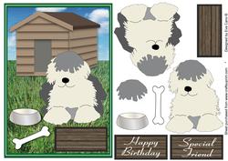 Old English Sheep (dulux) Dog Decoupage