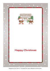 Crazy Christmas Pudding Couple with Mistletoe and sign BOTH OF YOU 5x7 insert