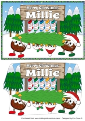 Crazy Christmas Puddings taking the Christmas Tree home and sign MILLIE