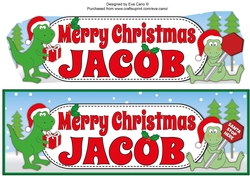 Christmas Dinosaurs MERRY CHRISTMAS JACOB large dl