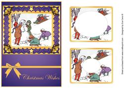 Kids Building a Snowman Card Front