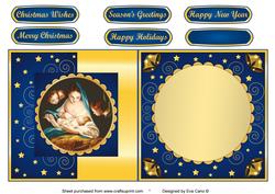 Mary and Baby Jesus Fold Back in Blue
