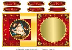 Mary and Baby Jesus Fold Back in Red