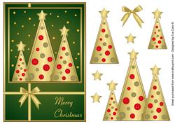 Button Christmas Trees Decoupage Green