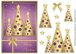 Button Christmas Trees Decoupage Purple