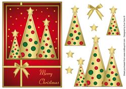Button Christmas Trees Decoupage Red