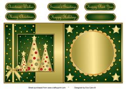 Button Christmas Trees Fold Back Green