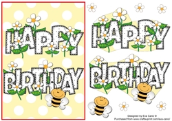 Flowers and Bees BIRTHDAY a5 portrait