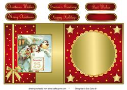 Vintage Christmas Birds Fold Back