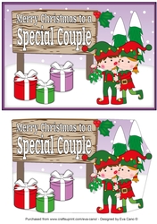 Christmas Elves with Mistletoe and sign SPECIAL COUPLE