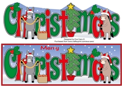 Christmas Donkeys decorating tree CHRISTMAS large dl