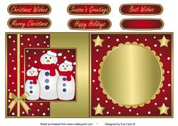 Snowman Family Fold Back Red