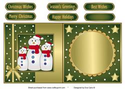 Snowman Family Fold Back Green