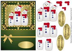 Snowman Family Decoupage Green