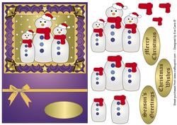 Snowman Family Decoupage Purple