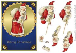 Vintage Santa Decoupage Blue