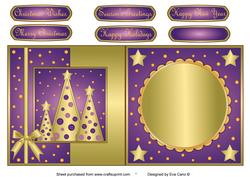 Button Christmas Trees Fold Back Purple