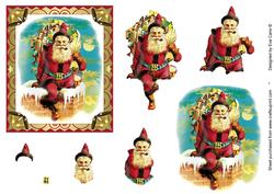 Santa Down the Chimney Decoupage