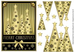 Snowflakes Christmas Trees Decoupage Black