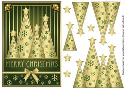 Snowflakes Christmas Trees Decoupage Green