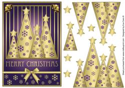 Snowflakes Christmas Trees Decoupage Purple