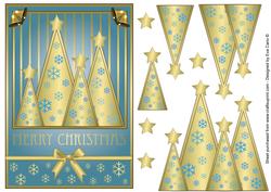 Snowflakes Christmas Trees Decoupage Light Blue