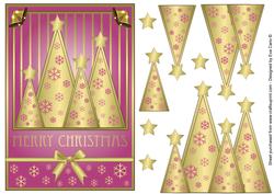 Snowflakes Christmas Trees Decoupage Pink