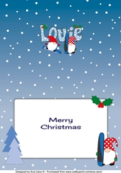 Christmas Gnomes snowboarding LOUIE A5 insert