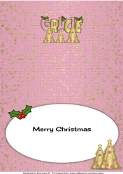 Buttons Christmas Trees II Great Granddaughter GRACIE a5 insert