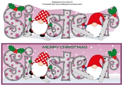 Christmas Gnomes skiing SISTER large dl