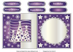 Button Silver Christmas Trees Fold Back Purple