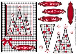 Plaid Buttons Christmas Trees Decoupage