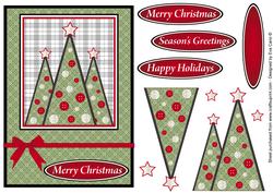 Patterned Buttons Christmas Trees Green