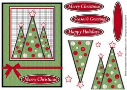 Patterned Buttons Christmas Trees Decoupage