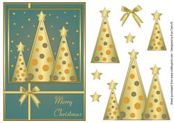 Button Christmas Trees Decoupage Light Blue
