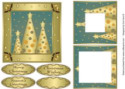 Button Christmas Trees Inverted Pyramid Light Blue