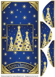 Buttons Christmas Trees Vertical Fold Back Blue