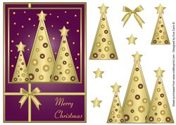 Button Christmas Trees Decoupage Burgundy