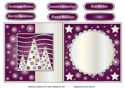 Button Silver Christmas Trees Fold Back Burgundy