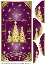 Buttons Christmas Trees Vertical Fold Back Burgundy
